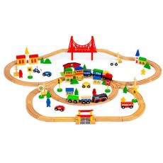 ECO TOYS Drveni set na baterije Železnička stanica, 90 delova
