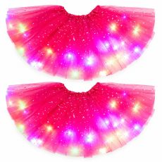 Magična suknjica sa LED svetlima, roze, x2