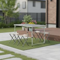 Sklopivi alu. kamp set sto i 4 stolice, 120 x 60 x 70 cm