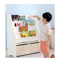 Dečiji drveni organizator 2 u 1, polica za knjige i kutije za odlaganje igračaka