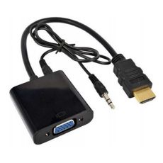 E-GREEN Adapter HDMI (M) - VGA D-sub (F) + Audio kabl 3.5mm (M/M) crni