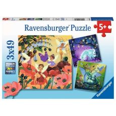 Ravensburger puzzle - Jednorog, zmaj I vila - 3x49 delova