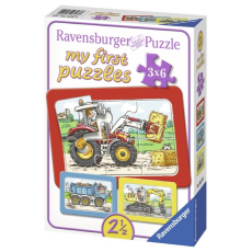 Ravensburger puzzle (slagalice) - Moje prve puzzle, 3 u 1, mašine