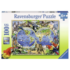 Ravensburger puzzle (slagalice) - Mapa sveta sa životinjama