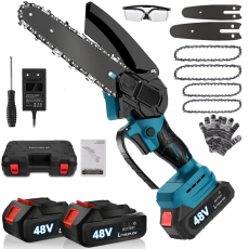 AKU mala testera za drva u koferu, sa dve baterije, rukavicama i zaštitnim naočarima 48v