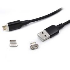 KETTZ Kabl USB, magnetni na IP/Type C/Micro, 1m