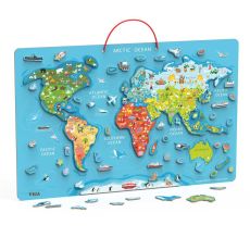 VIGA Drvena magnetna puzzle mapa sveta/piši briši tabla