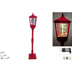 Novogodišnji crveni lampion sa vozićem, efektom padanja snega, svetlom i muzikom 135cm