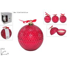 Novogodišnja staklena kugla 13cm, crvena, sa mirisnom svećom