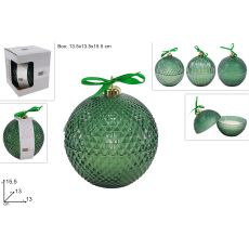 Novogodišnja staklena kugla 13cm, zelena, sa mirisnom svećom