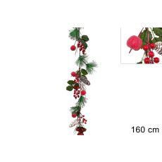 Novogodišnja girlanda 160cm, sa bobicama, šišarkama i snežnim jabukama