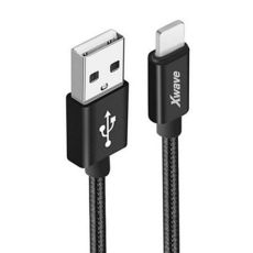XWAVE Kabl USB Iphone 3A ALU, 1.2m, pleteni, crna