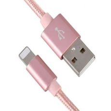XWAVE Kabl USB Iphone 3A ALU, 2m, pleteni, roze/zlatna
