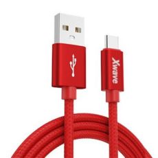 XWAVE Kabl USB Type C, 3A ALU pleteni, 1.2m, crvena