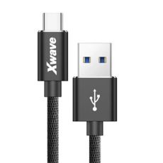XWAVE Kabl USB Type C, 3A ALU, pleteni, 2m, crna