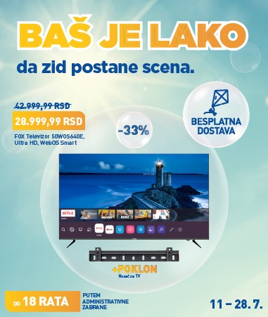 FOX Televizor 50WOS640E + poklon nosač televizora